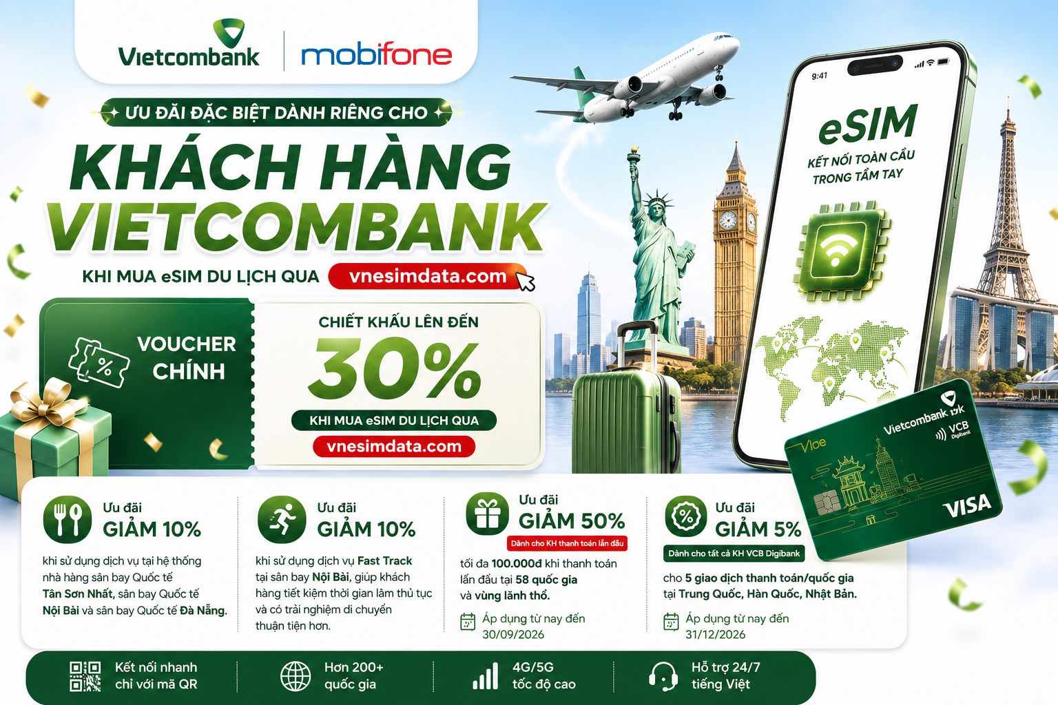 Ưu đãi giảm 30% dành riêng cho khách hàng Vietcombank